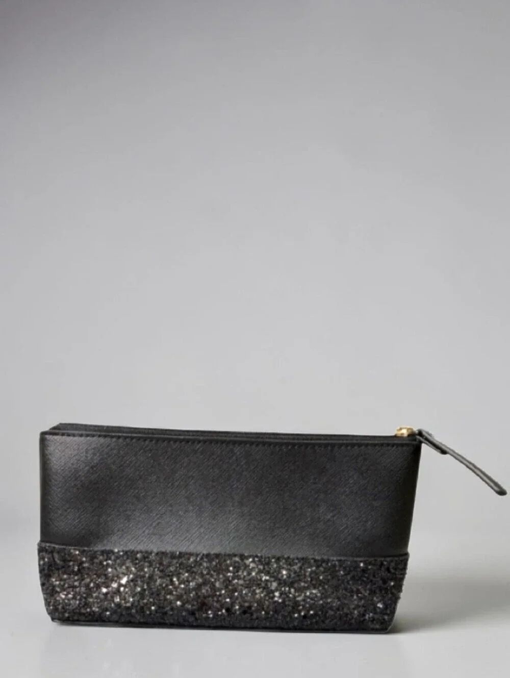 Kate Spade NWT Black Glitter Tote Bag & Matching Cosmetic Pouch Set